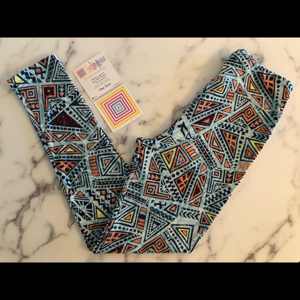 LuLaRoe Leggings - Blue Triangle Pattern